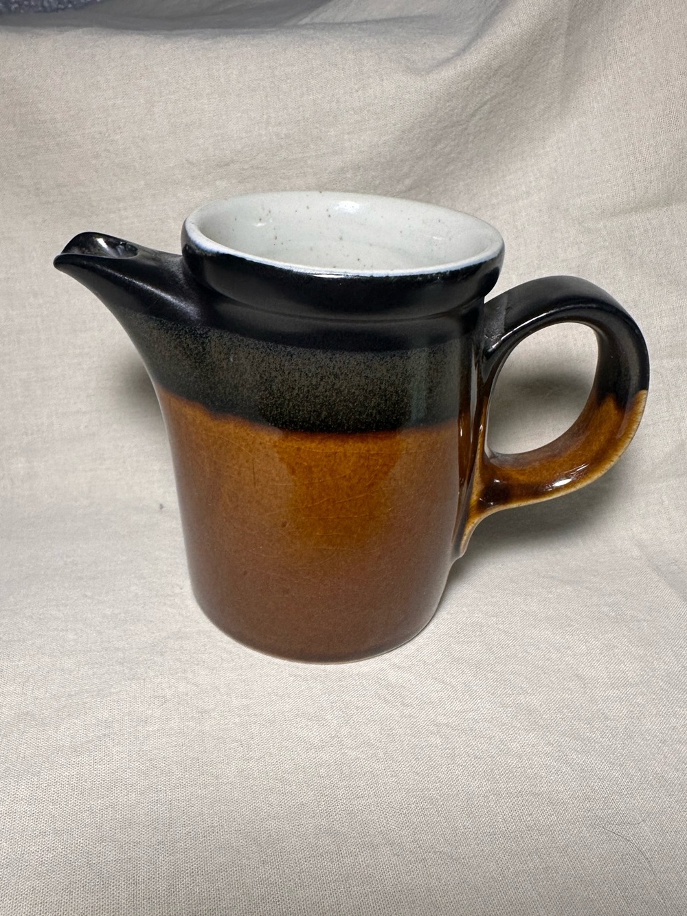 Mikasa Brown Ceramic Creamer Pitcher with Black Rim